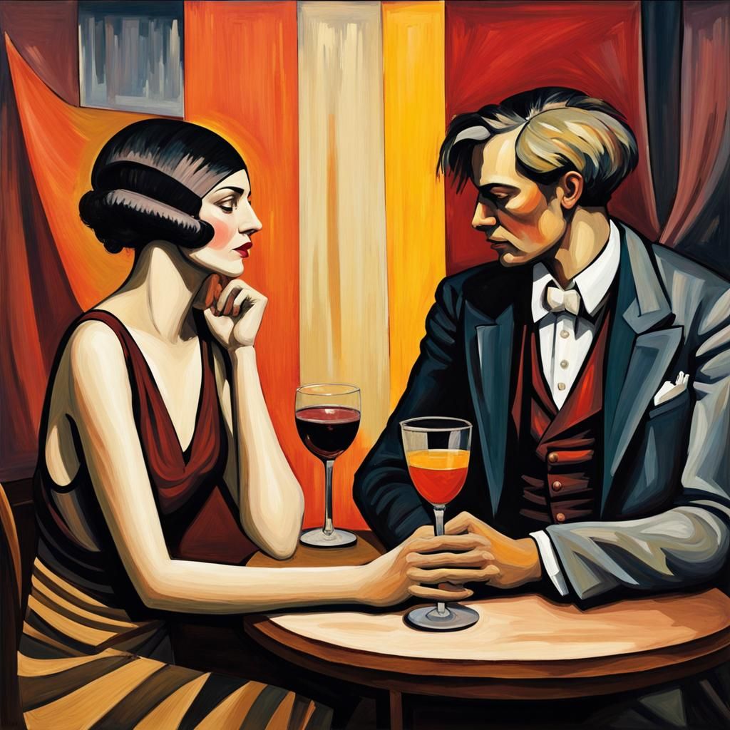 1920s Speakeasy Date Night in Expressionist Patchwork Style