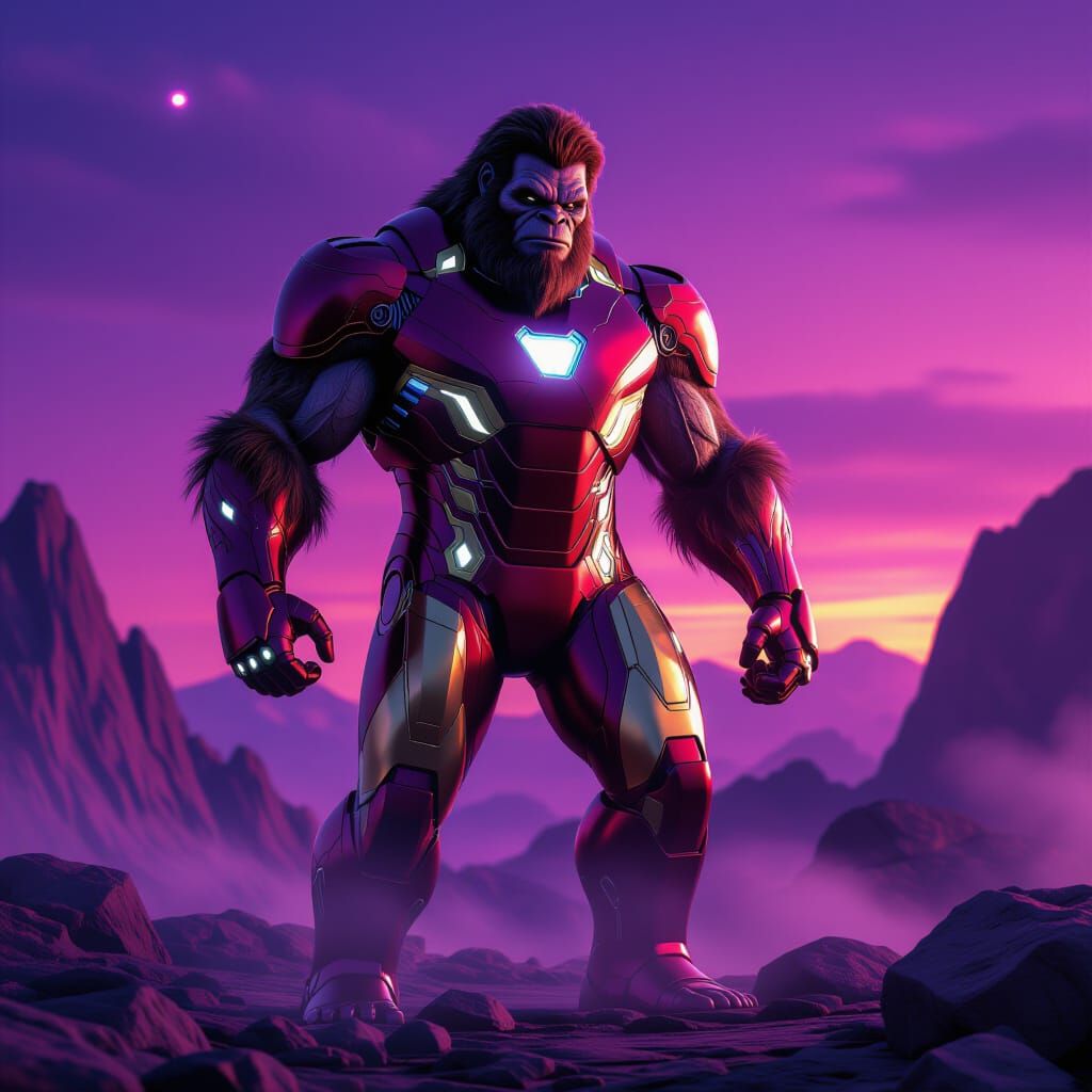 Muscular Sasquatch in Ironman Suit on Alien World