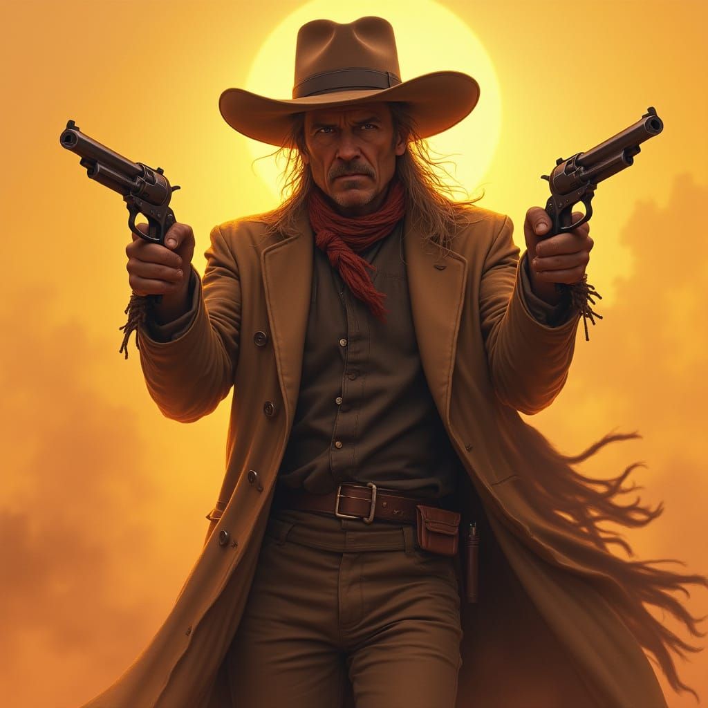 Old West Cowboy with Pistols, Cinematic Style