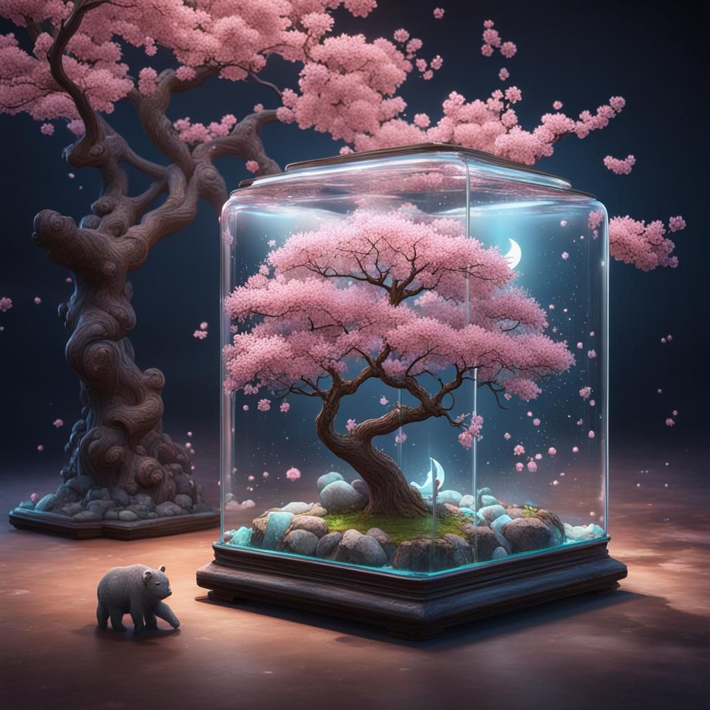 Cherry Blossom Tree in Glass: High Definition Art