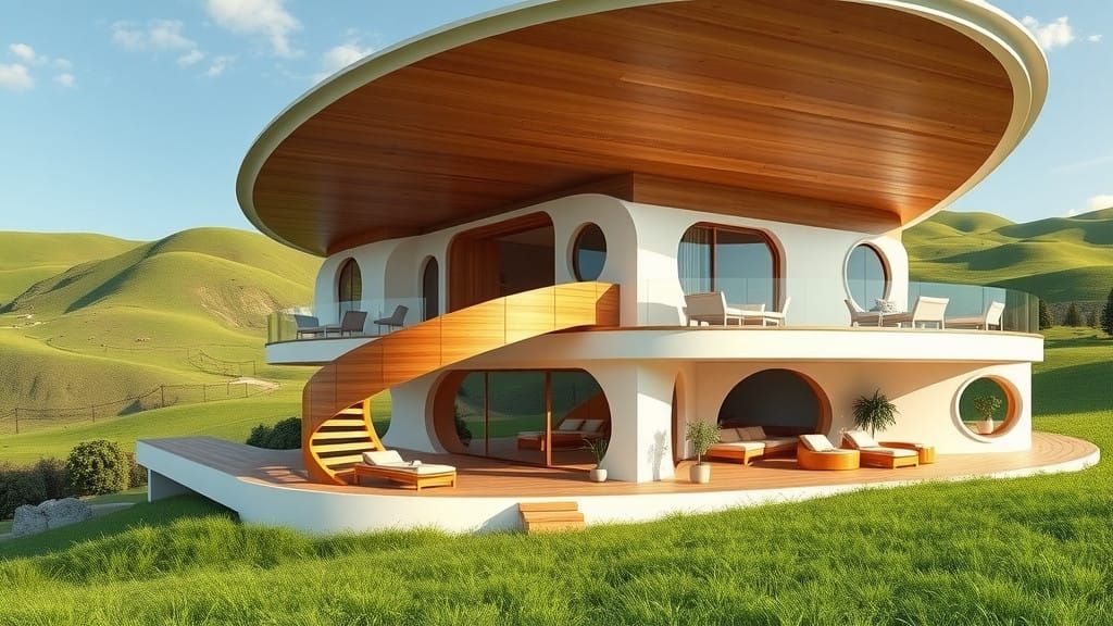 Elegant Nature-Inspired Home with Curvilinear Architecture