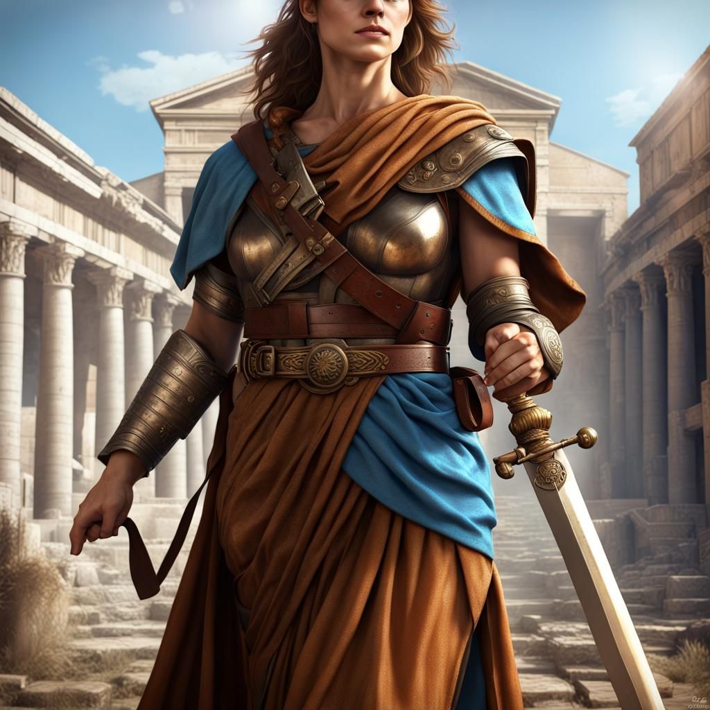 Roman Woman Doctor in Ancient City, Fantasy Art