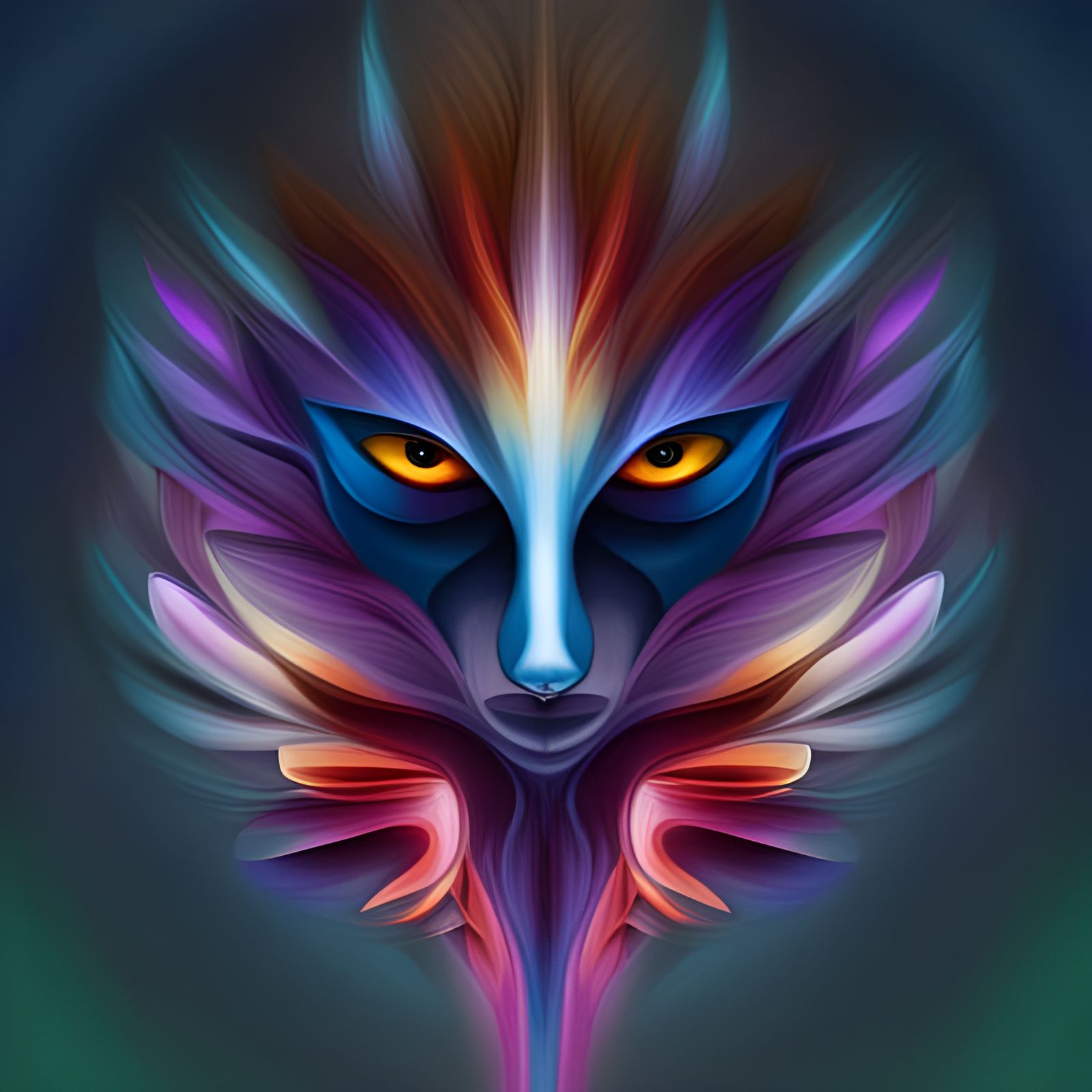 Symmetrical Alien Flower Spirit in Fiery Colors
