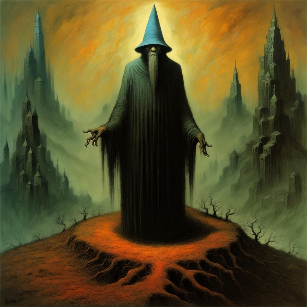 Wizard in Surreal Dystopian Style