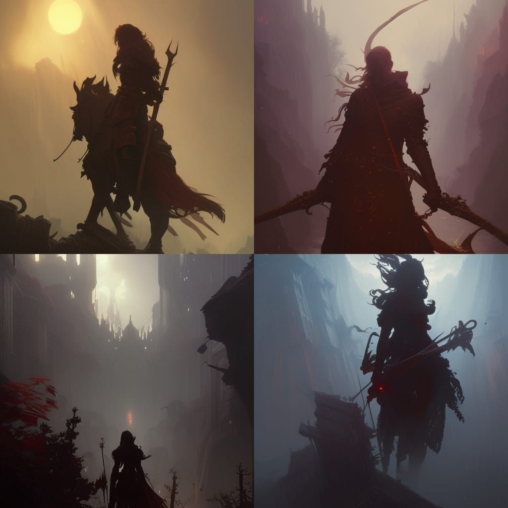 Dark Fantasy Masterpiece in Purple and Yellow