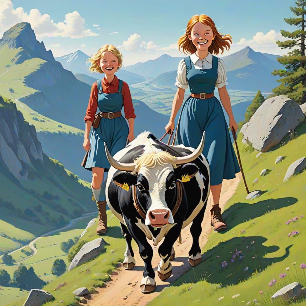 Heidi's Joyful Mountain Moment with Brunhilde