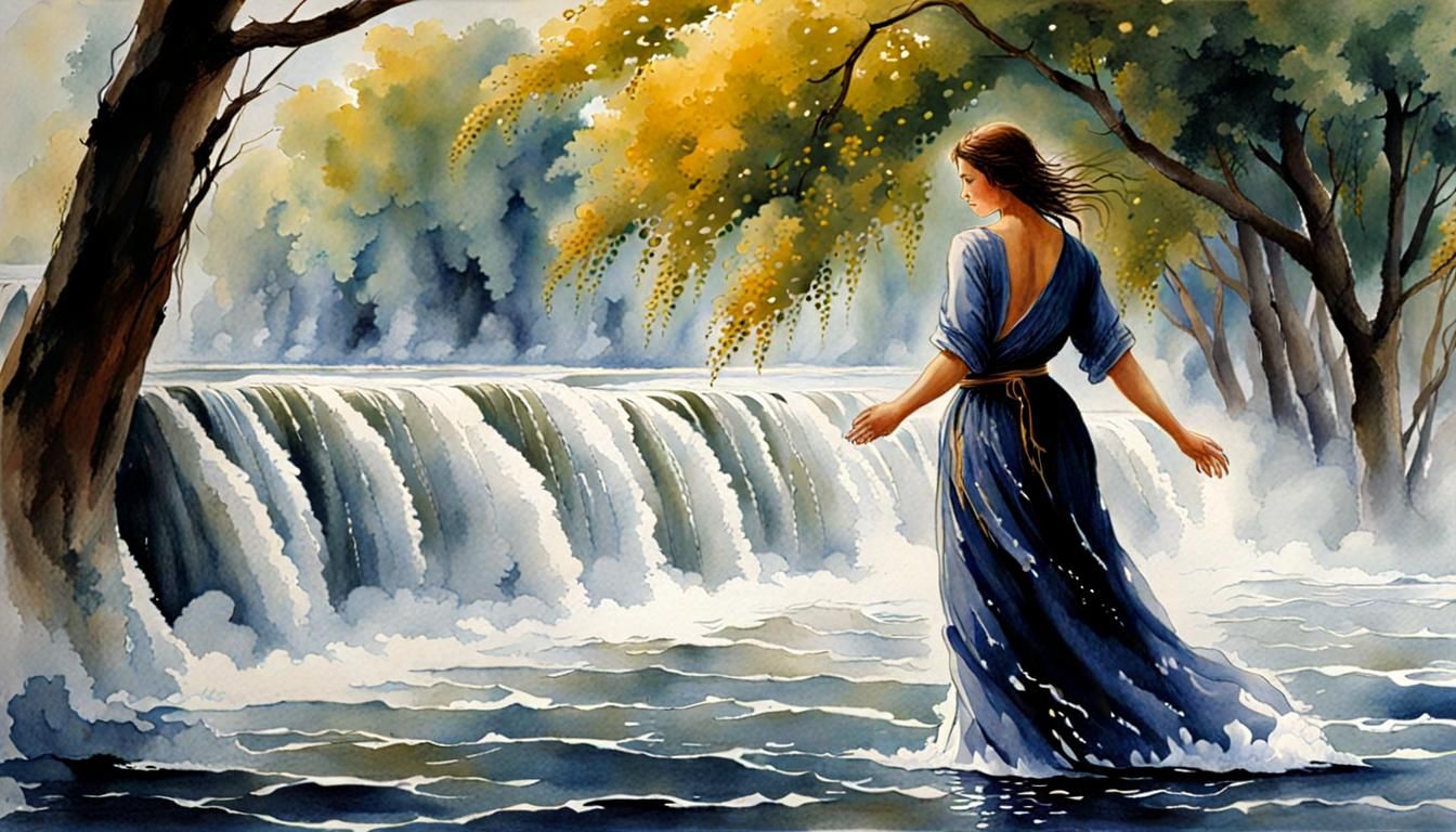 Wrathful Waves: A Wondrous Watercolor Scene