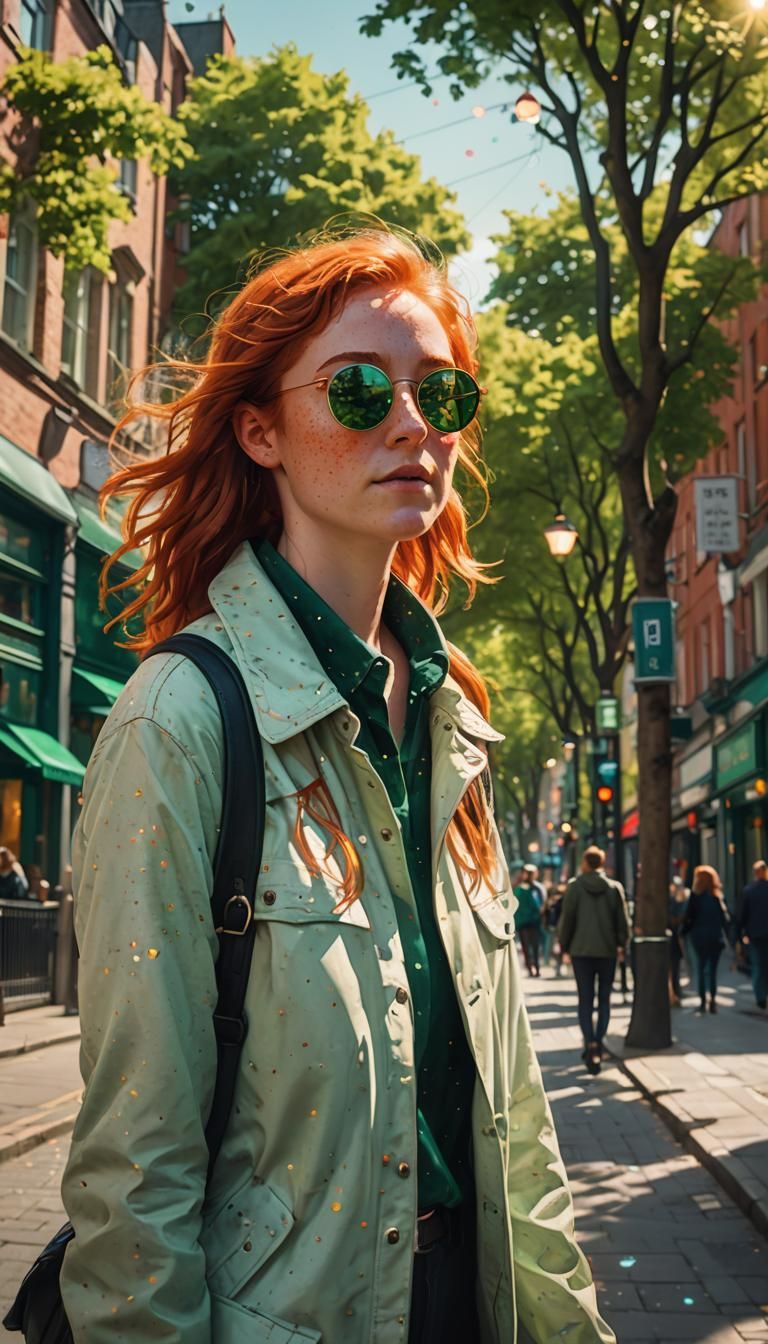 Irish Girl in Dublin: Vibrant Digital Art