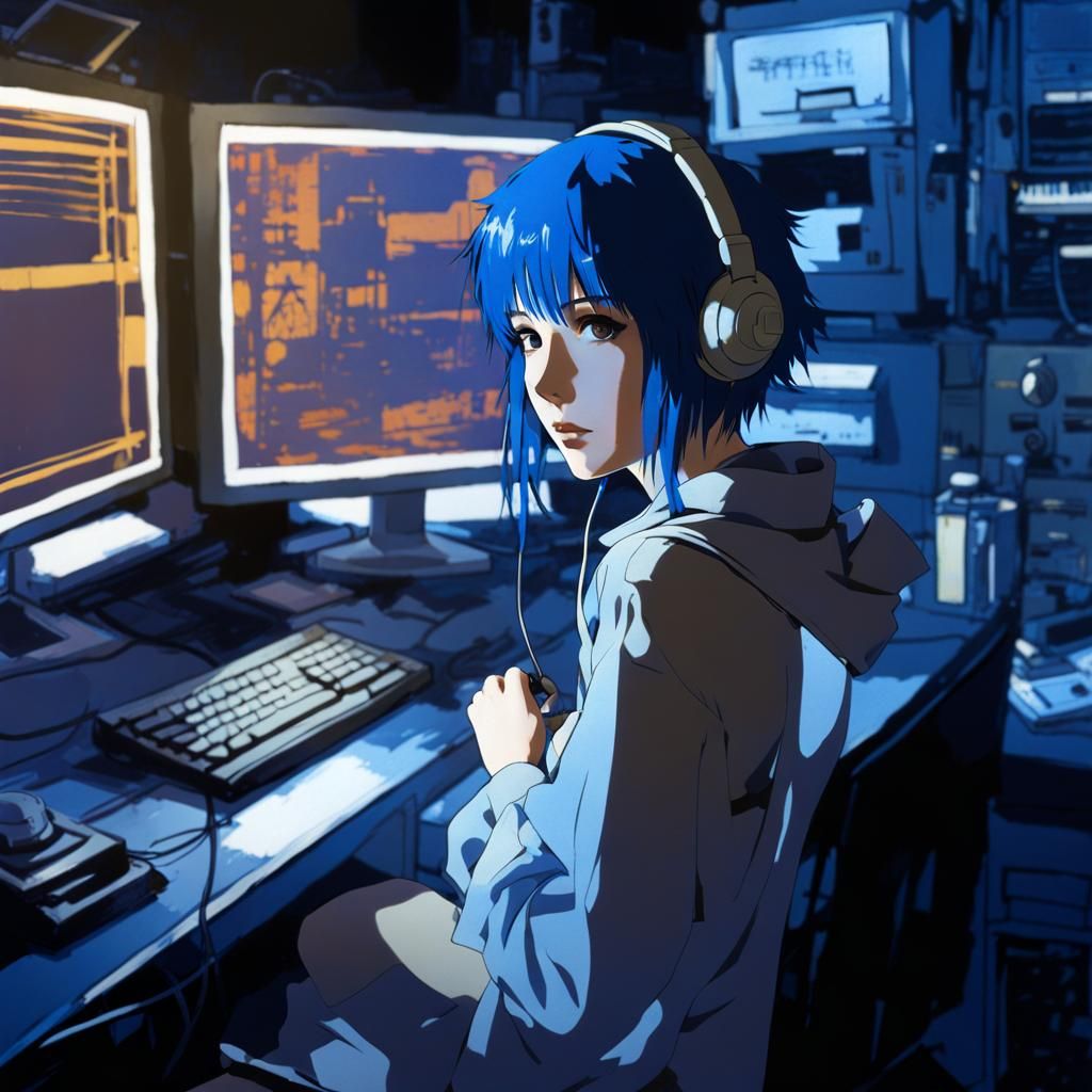 Surreal Anime Dreamscape Exploring Identity, Ink Art Style