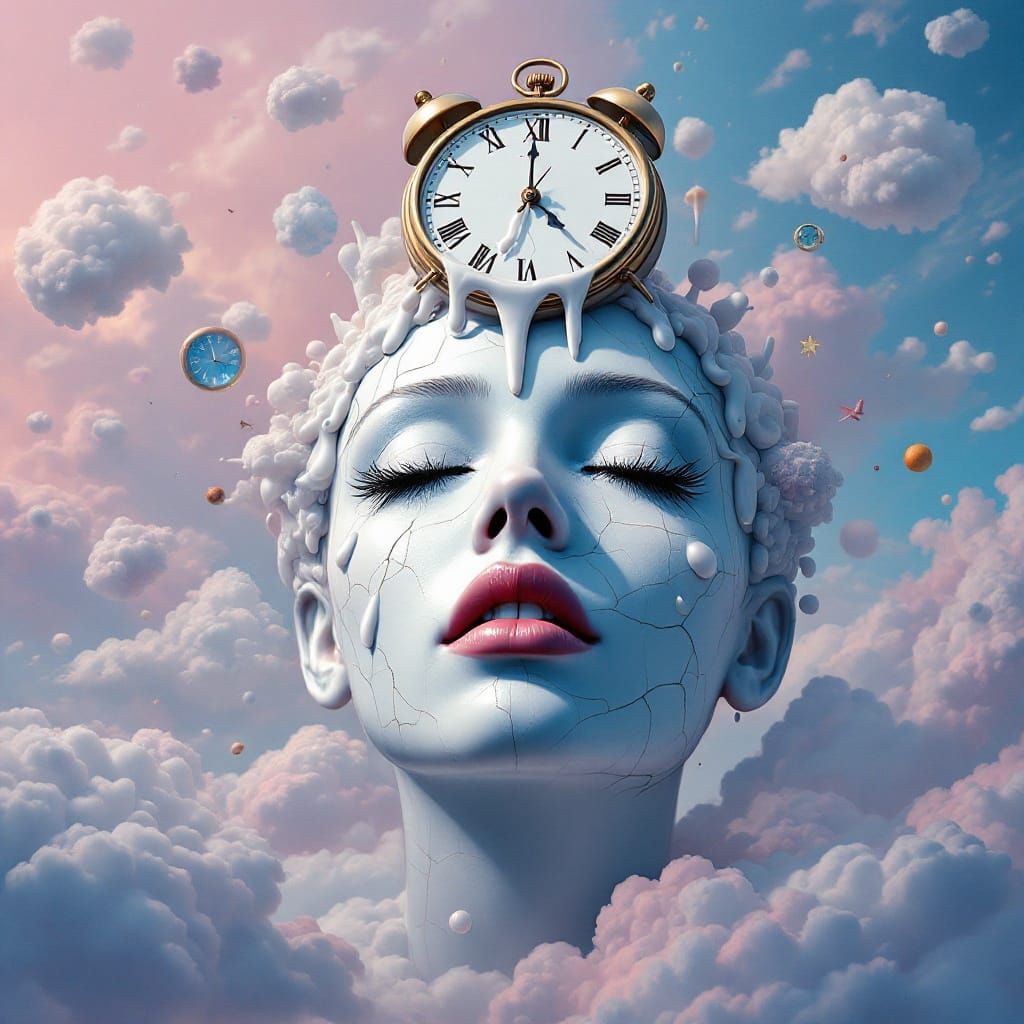 Surrealist Porcelain Goddess Trapped in Time