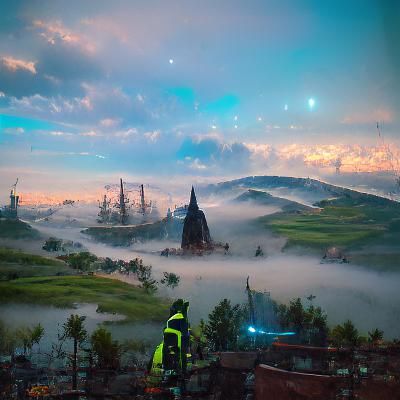 Ethereal Cyberpunk Landscape Inspired by Friedrich