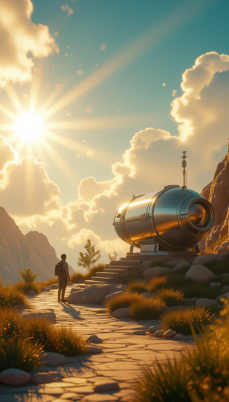 Researcher's Capsule Town on Aprego Under Divine Sunlight