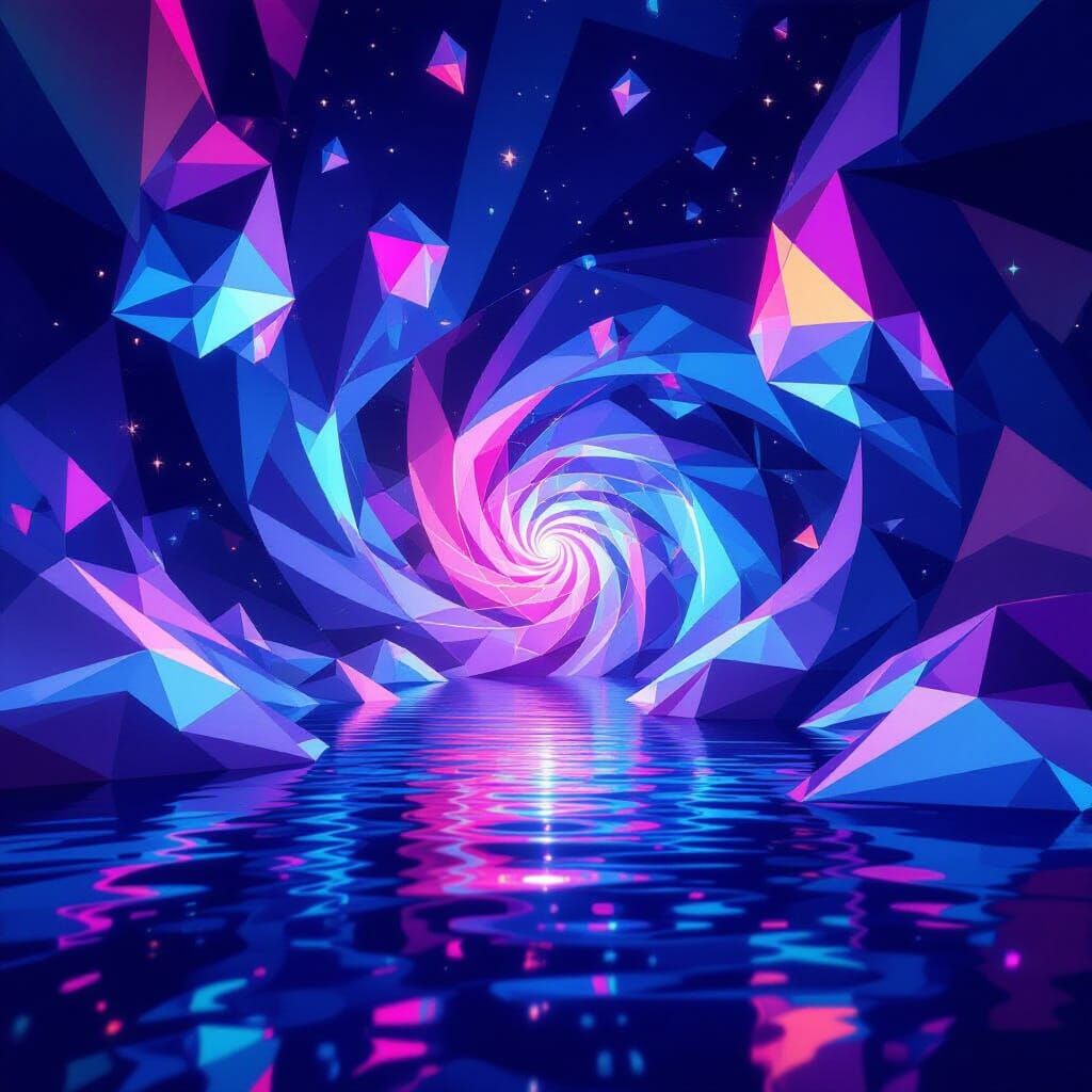 Surreal Geometric Mirage with Neon Gradients
