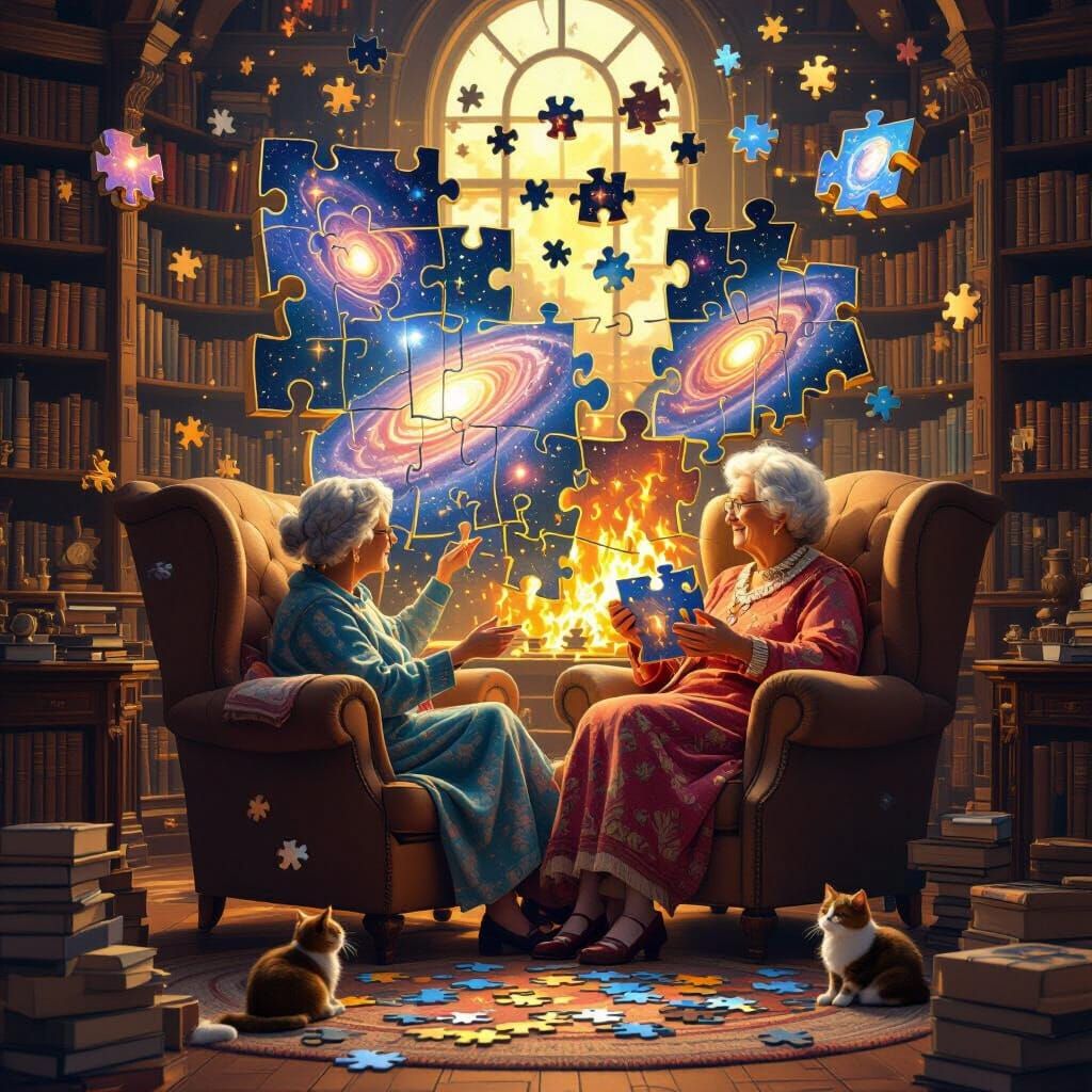 Enchanted Library: Assembling a Magical Puzzle Scene