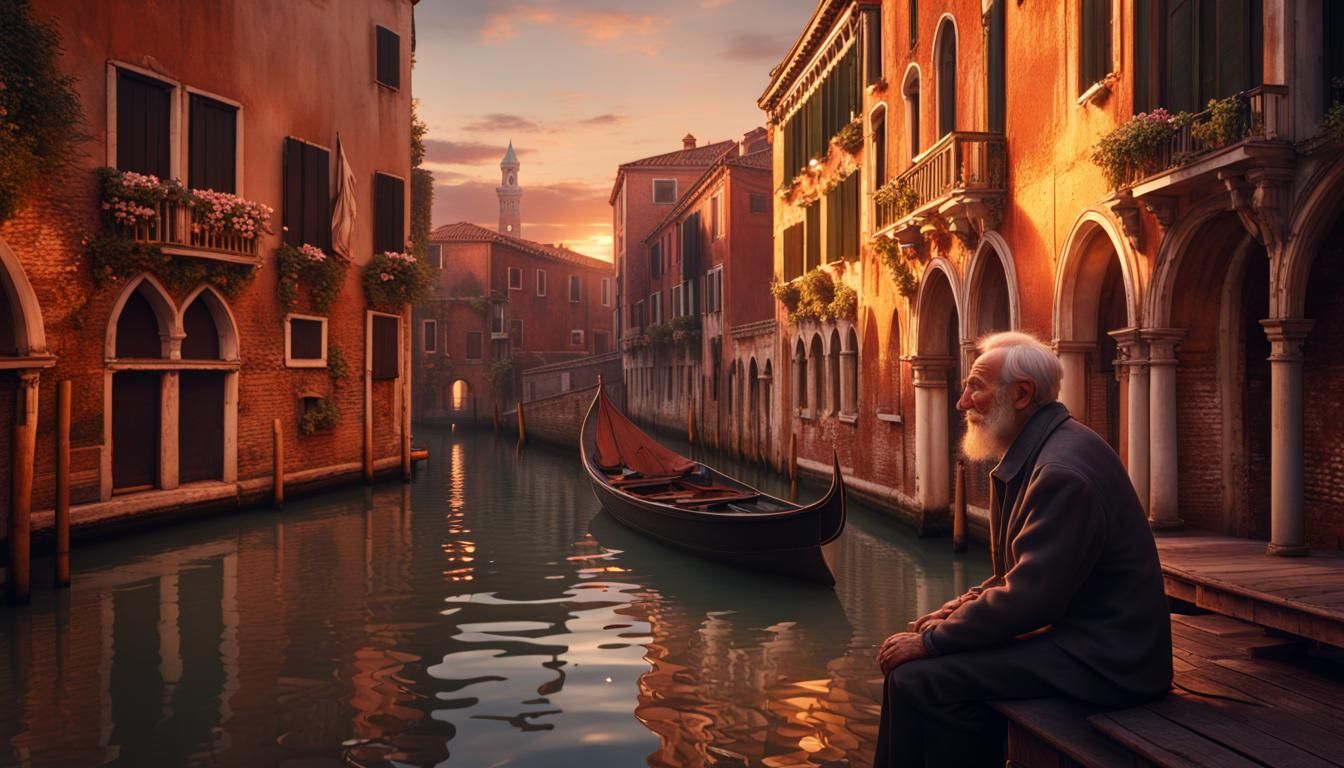 Venice Sunset: An Old Man's Memories, Matte Painting