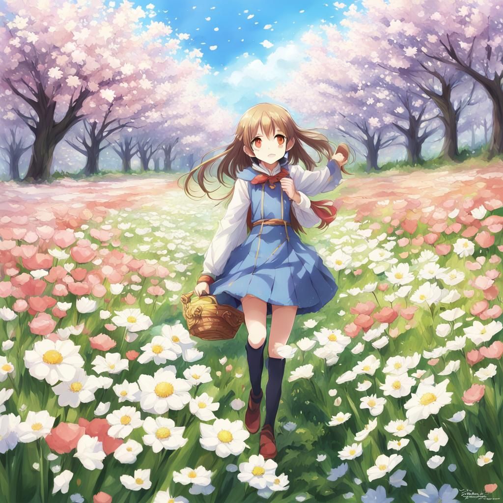 Spring Flowers in Anime Style