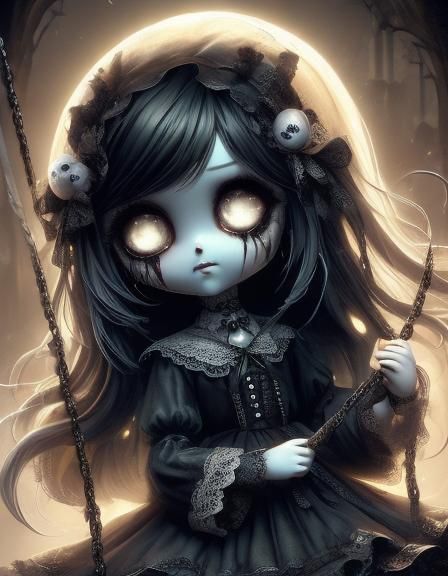 Grimdark Gothic Horror Doll Portrait