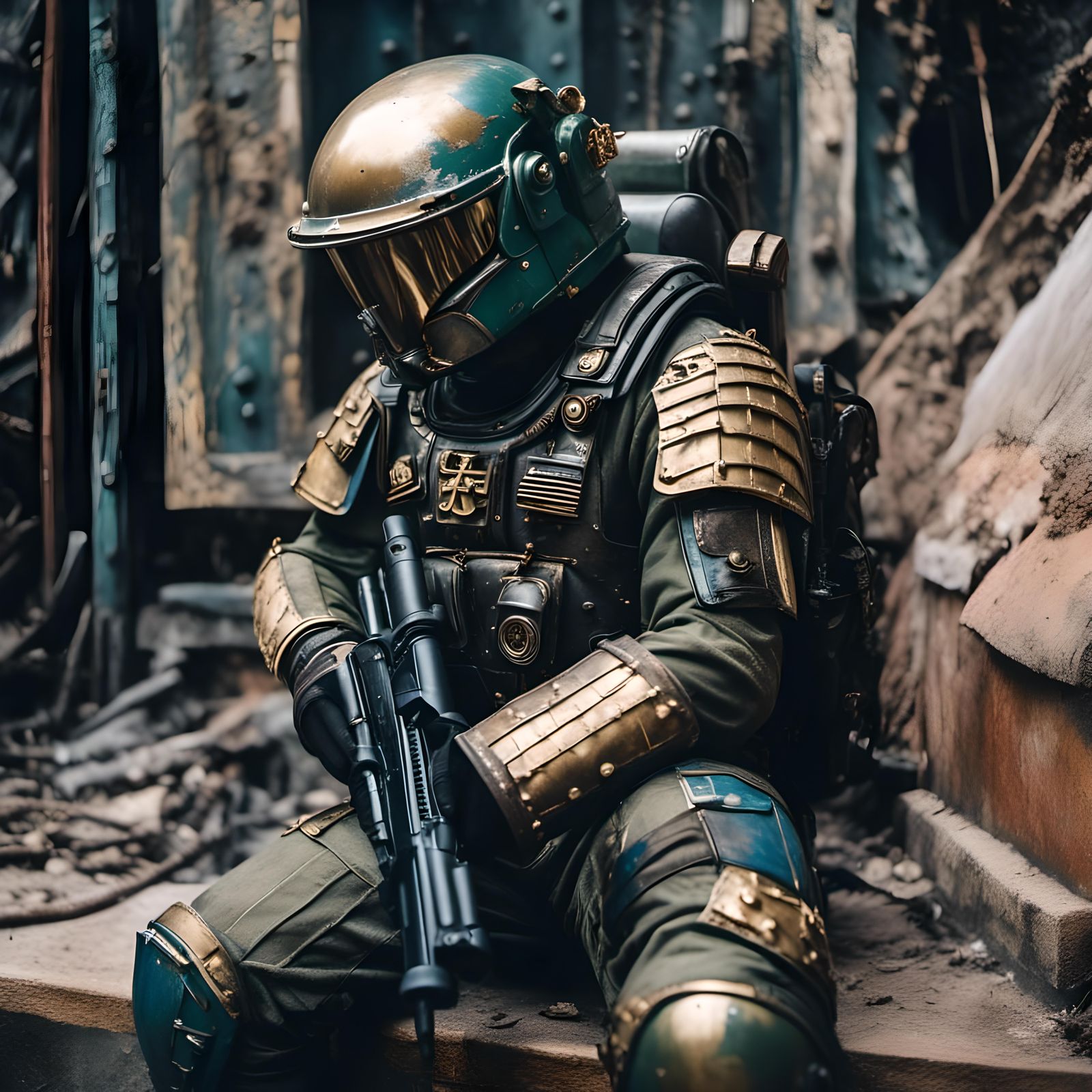 Handsome Space Marine Portrait, 1990s Style