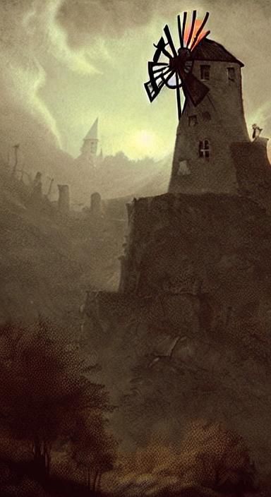 Sinister Windmill on Haunted Hill: Matte Painting