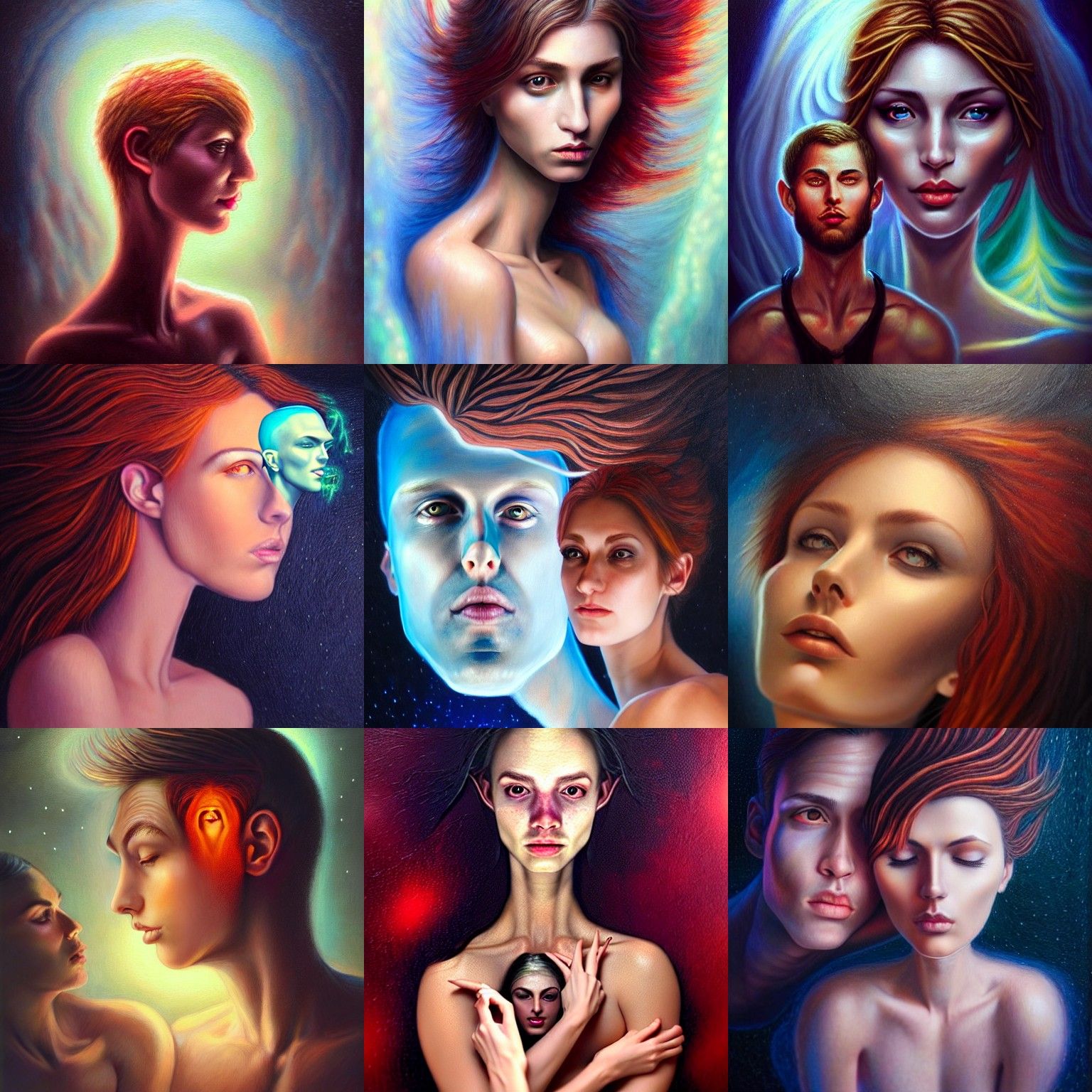 Woman Holds Floating Head: Ethereal Digital Art