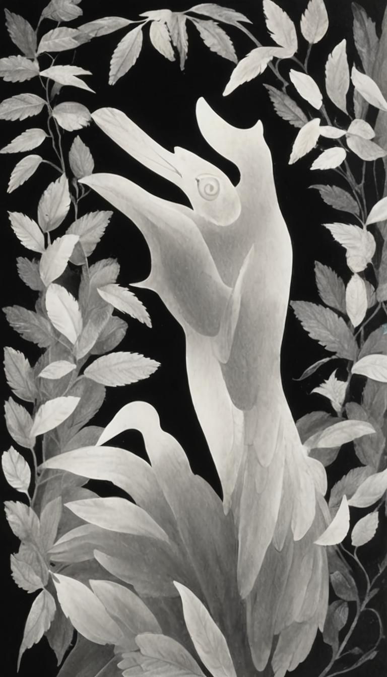 Celtic Raven Silhouette in Crayon Style