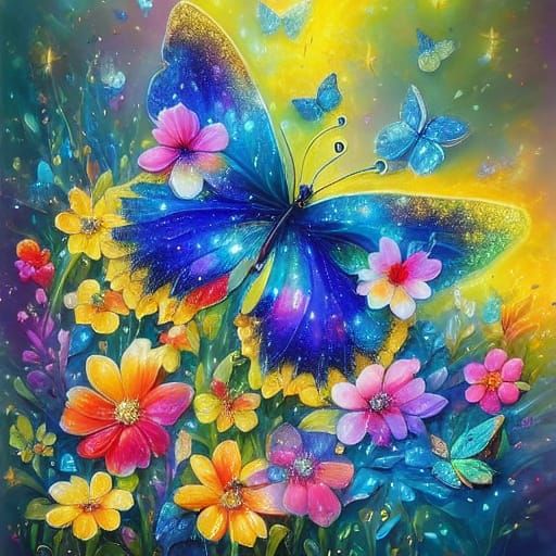 Kaleidoscope of Butterflies in Impressionist Style