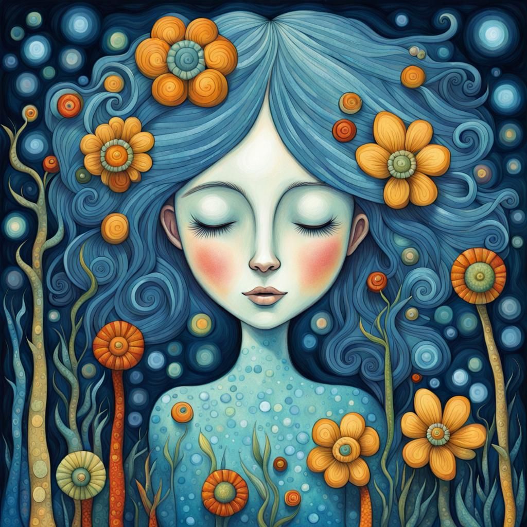 Happy Flower in Art Brut Style