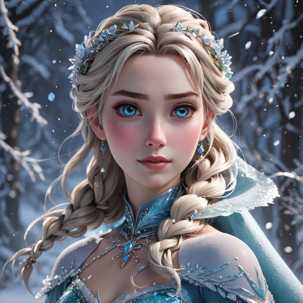 Detailed 3D Anime Art of Elsa in 8K