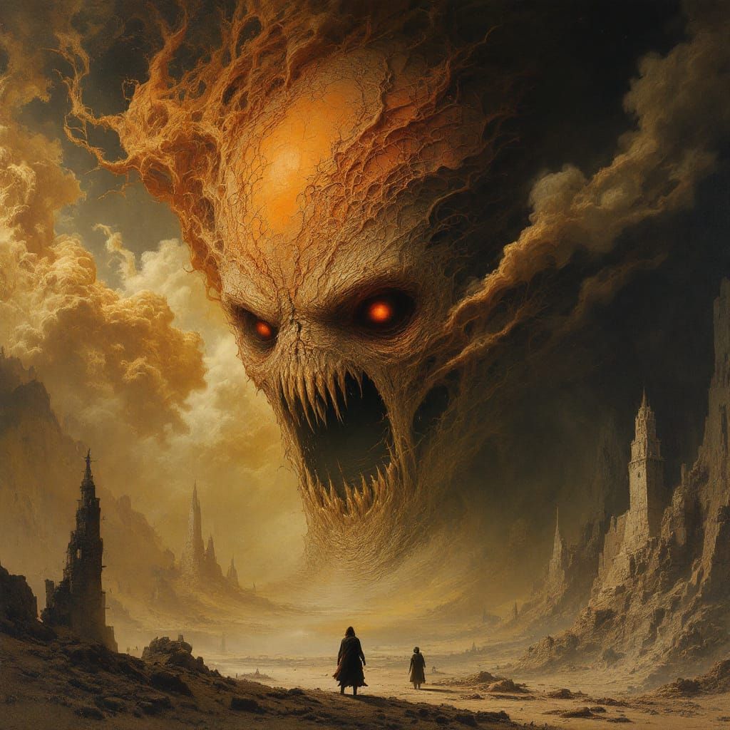 Dystopian Landscape in Beksiński Style