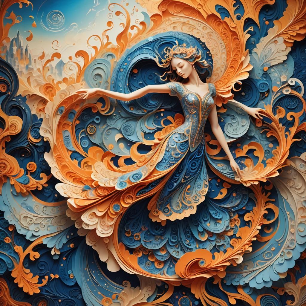 Magnificent Paper Unfolding in Surreal Abstract Fauvism