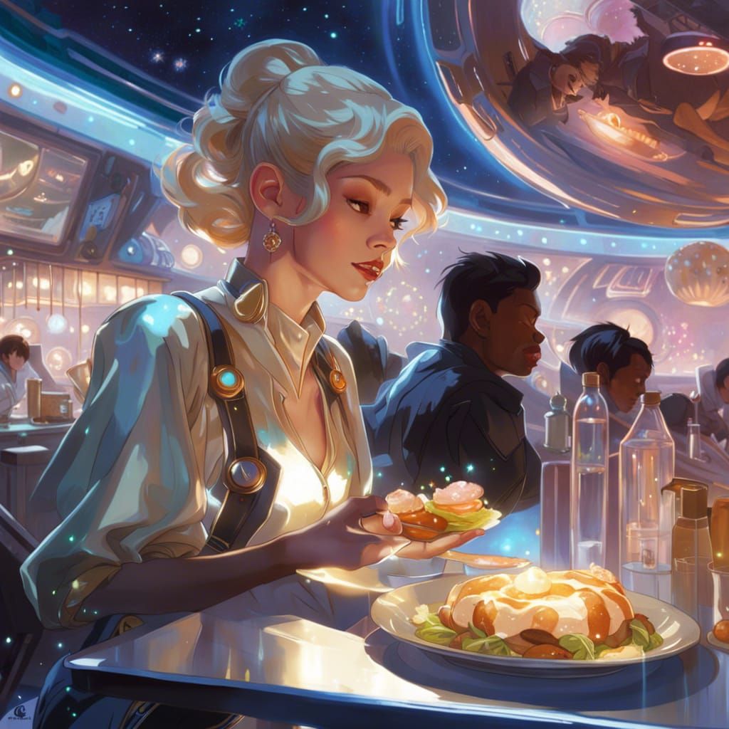 Magical Eatery Roaming Space Colonies in Digital Painting St...