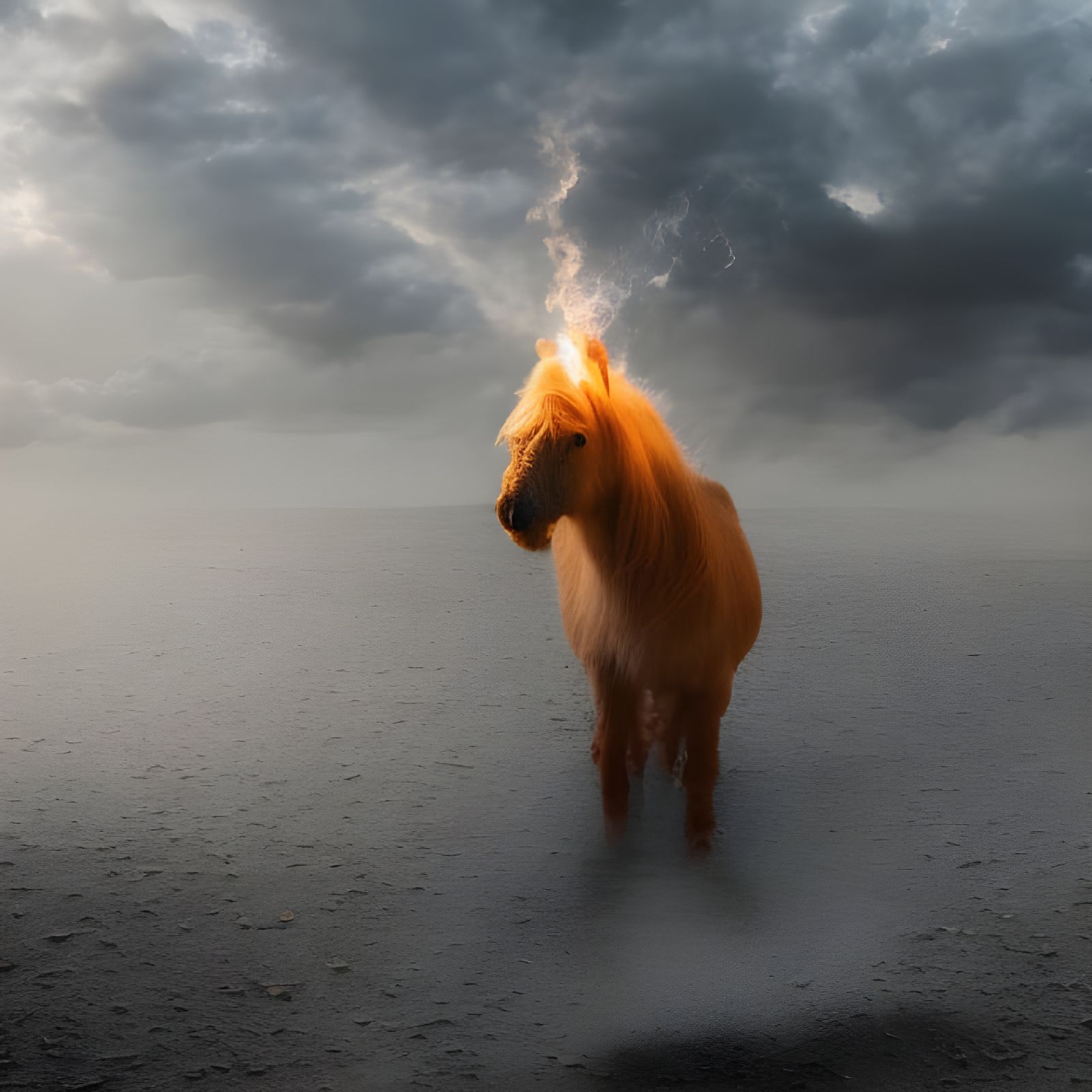 Surreal Cityscape with Bizarre Creatures in Dreamy Light