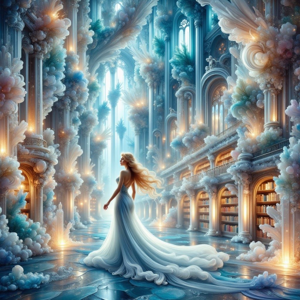 Crystal Palace of Elegance in Futuristic Setting