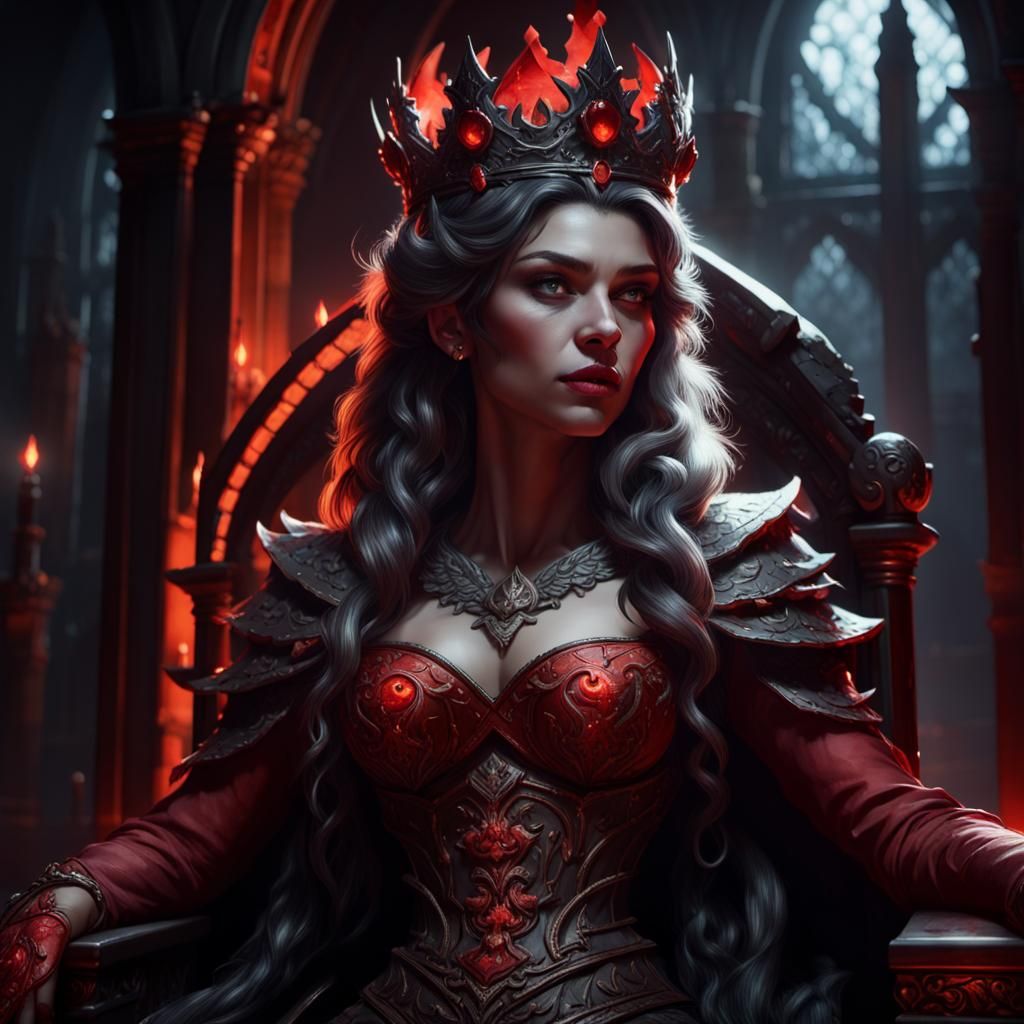 Werewolf Queen on Throne as Dark Fantasy Art
