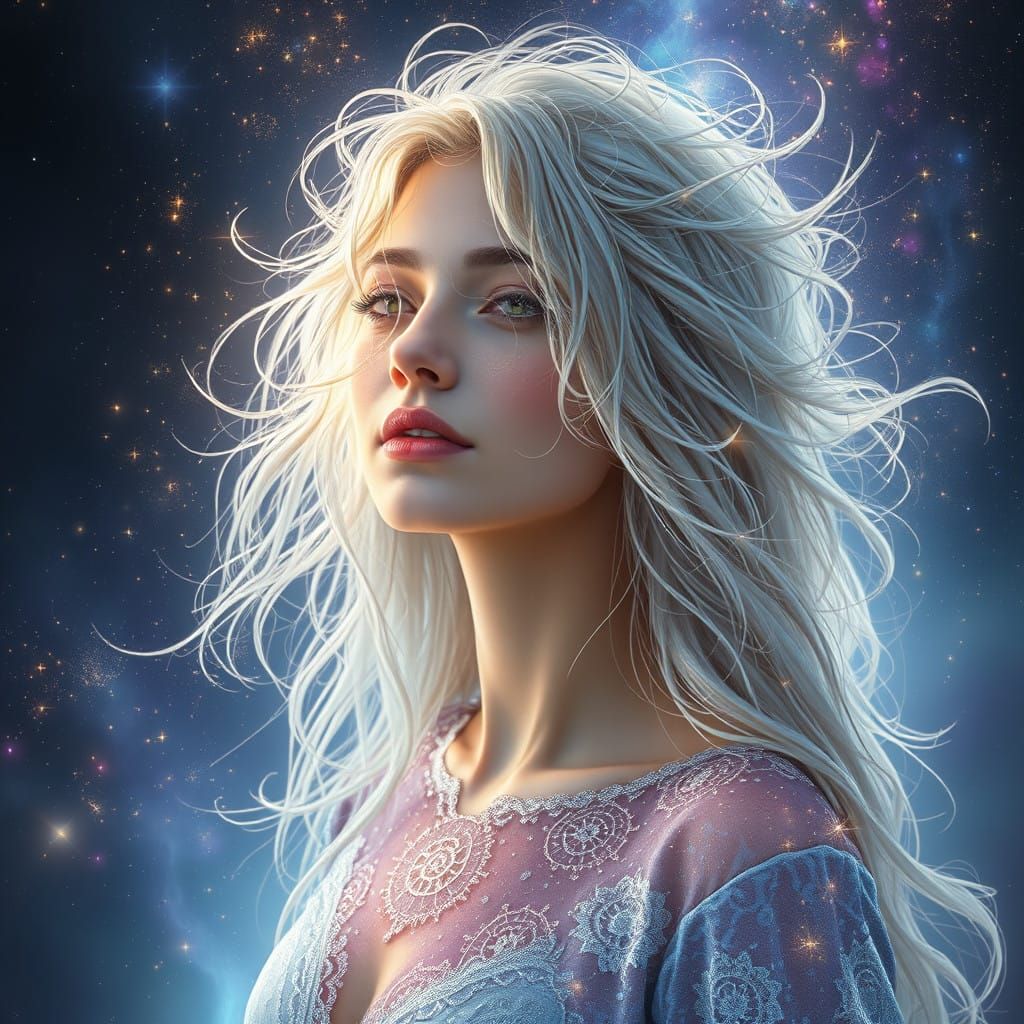 Ethereal Cosmic Songstress Woven into Stardust