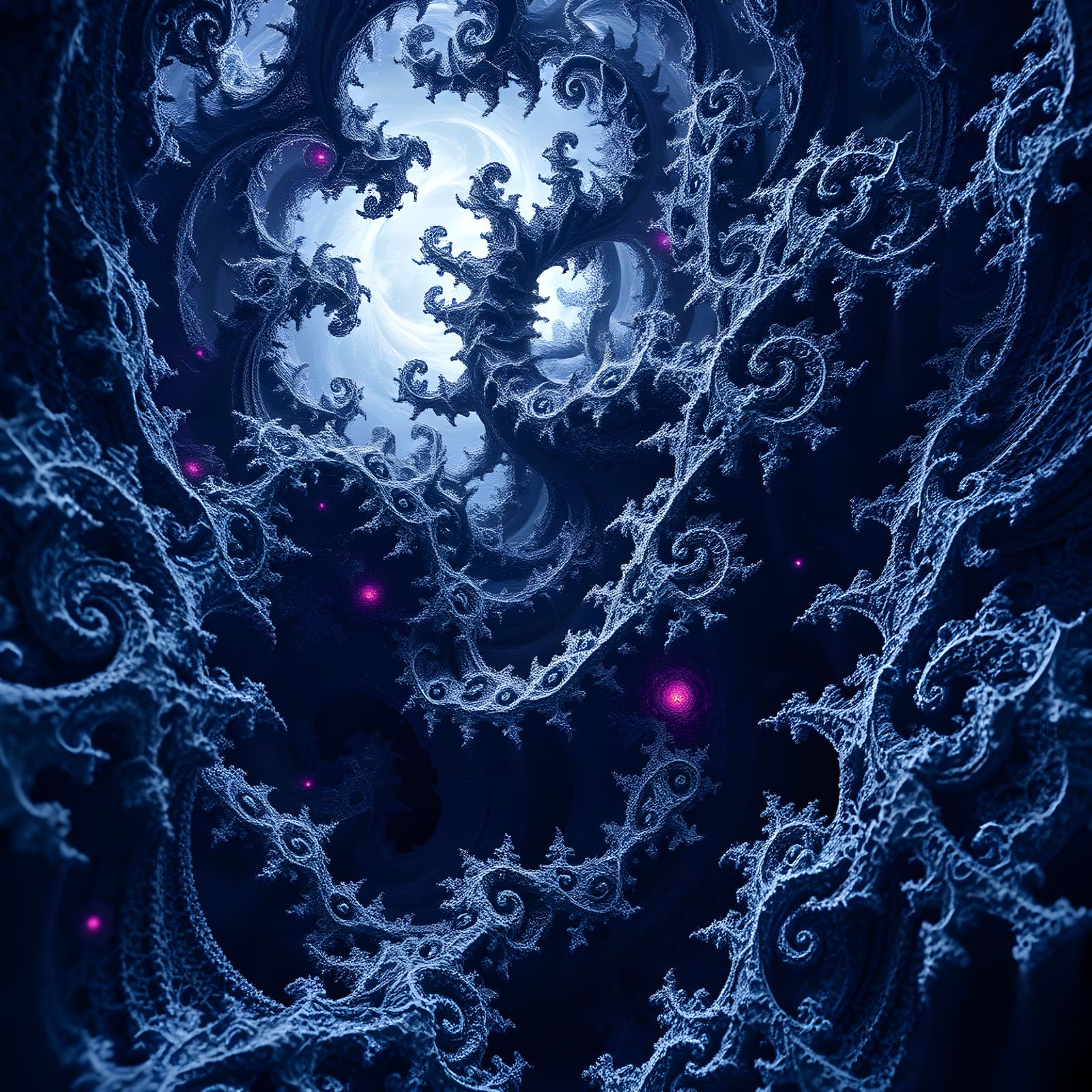 Mysterious Fractal Lifeforms in Deep Black and White