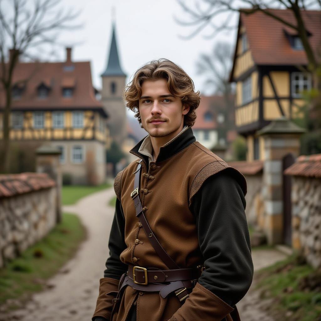 Medieval Man Portrait in the Style of Dürer