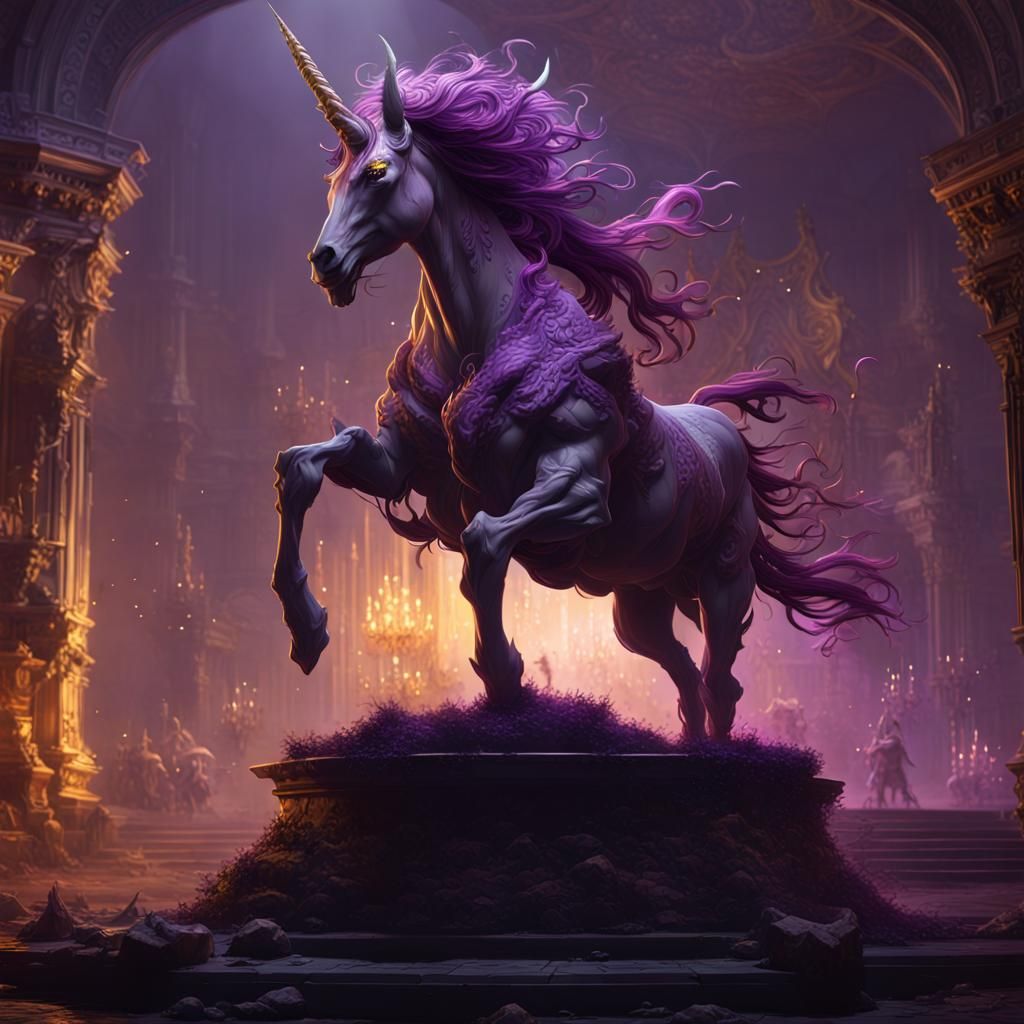Demon Unicorn in Dark Fantasy Style