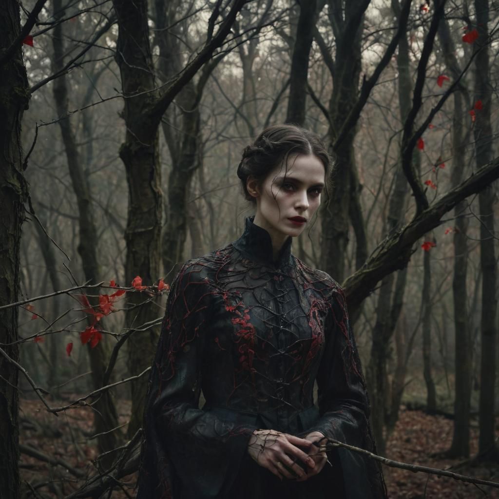 Eerie Vampire Portrait in Expressionist Style