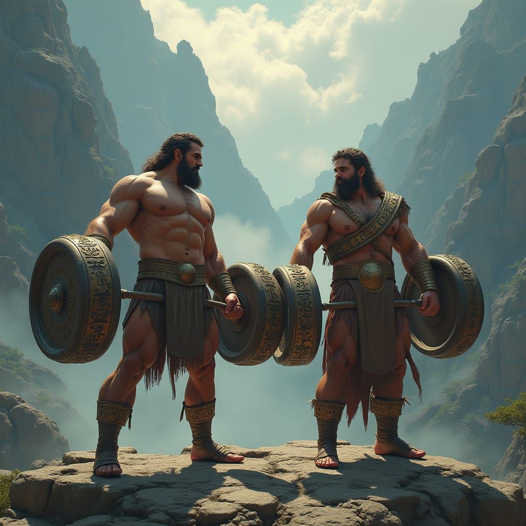 Hercules and Samson, Muscular Warriors in Ancient Splendor