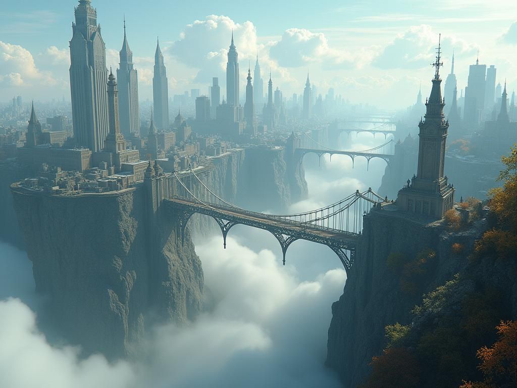 City in the Sky: Ethereal Metropolis Connected by Bridges
