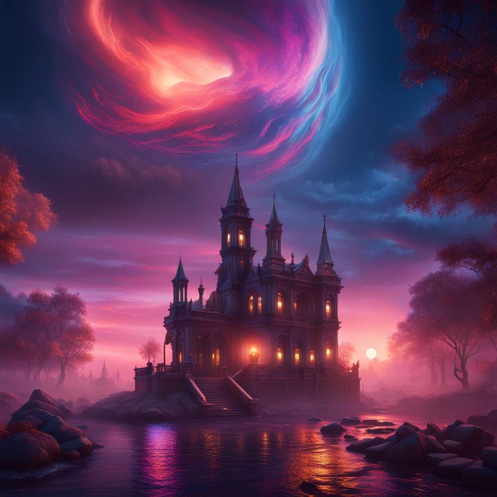 Fantastical Dance of Night Ghosts: Detailed Matte Painting