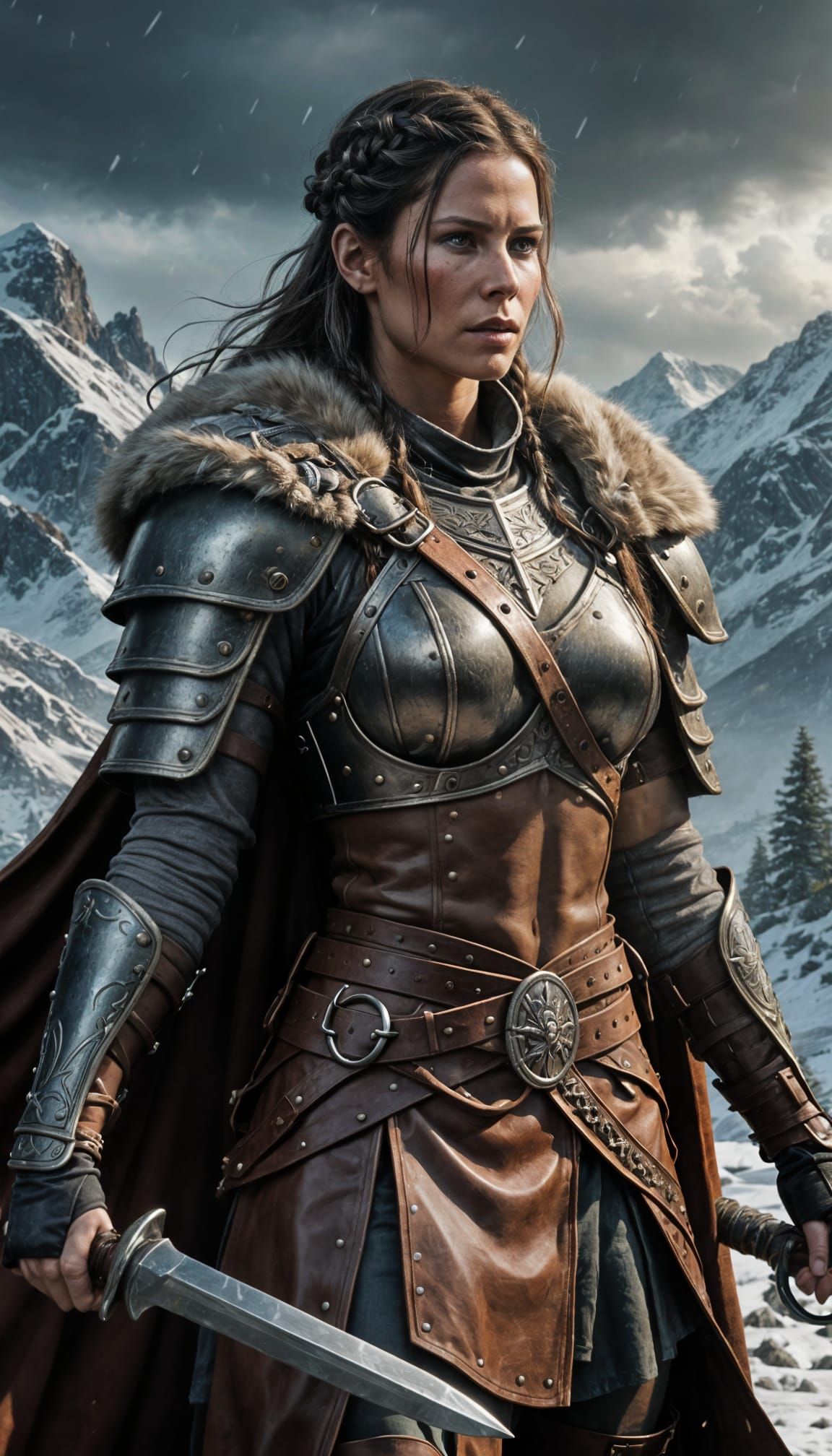 Fierce Norse Warrior Sif in Hyperrealistic Portrait