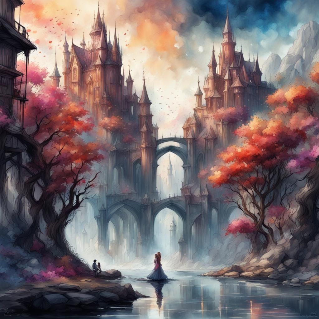 Watercolor Sketch of Love: Fantasy Concept Art