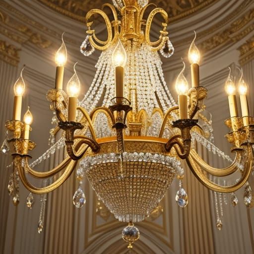 Opulent Baroque Chandelier with Sparkling Crystals