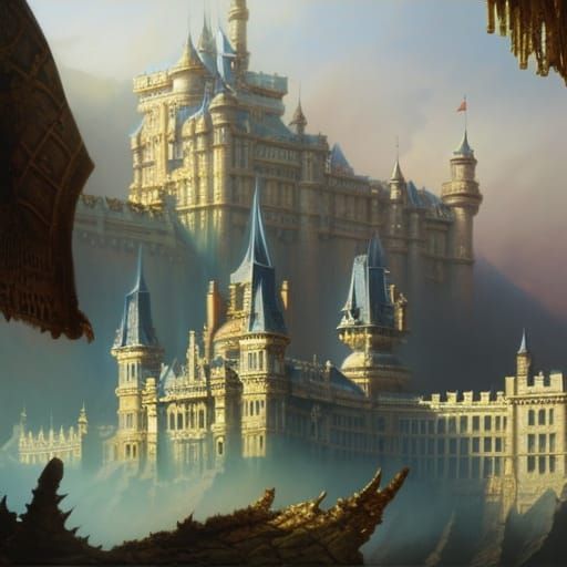 Opulent Castle Matte Painting, Detailed 8k Image