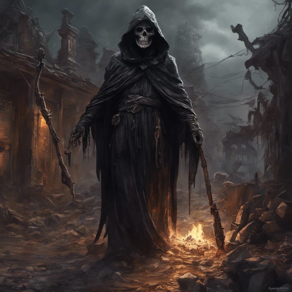 Epic Grim Reaper on Motorcycle: Digital Matte Painting