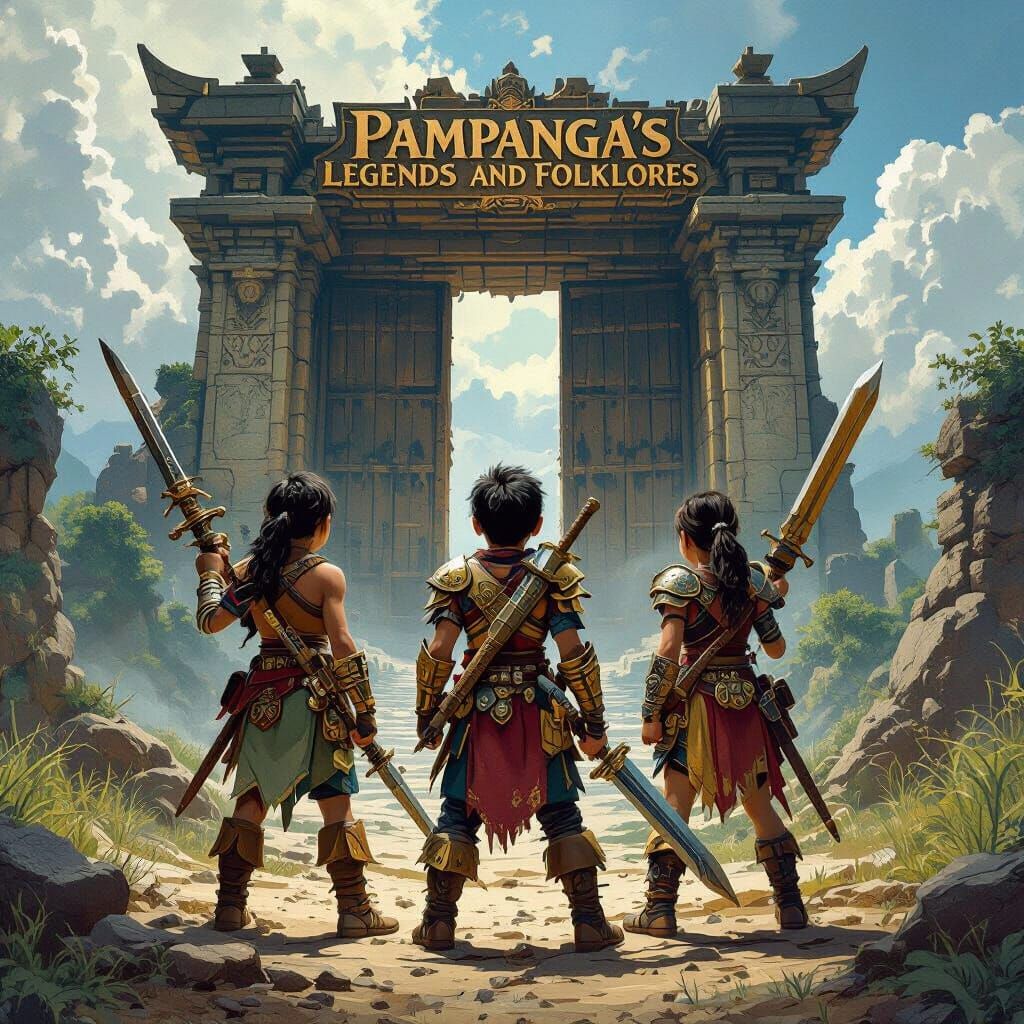 Fantasy RPG Cover: Siblings at Ancient Gate