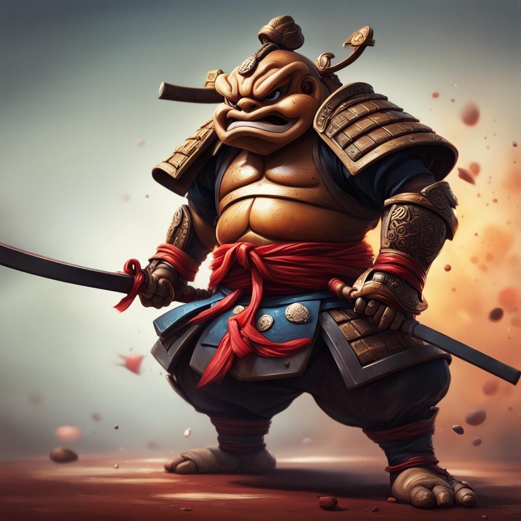 Hyperrealistic Samurai Goomba Splash Art