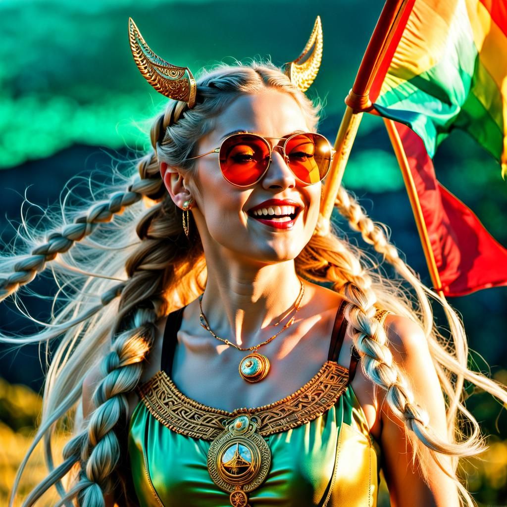 Freyja with Flags in Dreamlike Fantasycore Art
